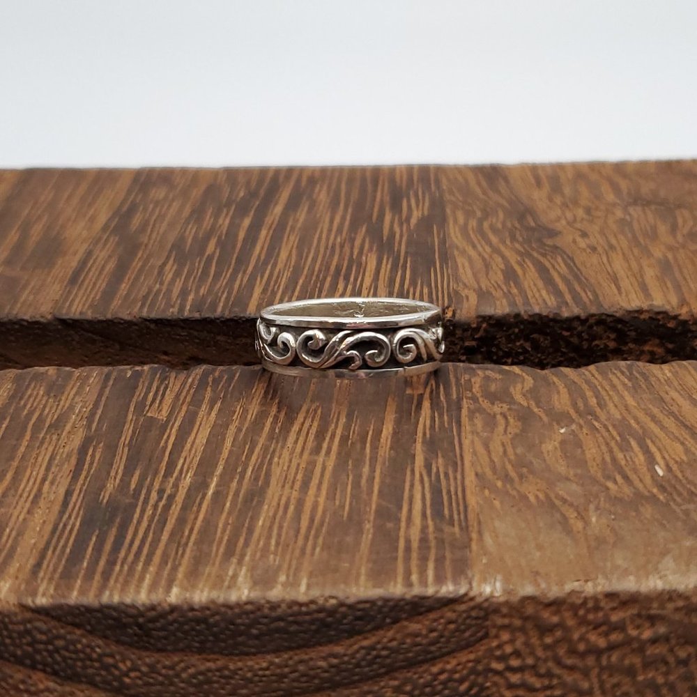 Size 9.75 925 Sterling Silver Cool Tarnished Swirls Hefty Ring